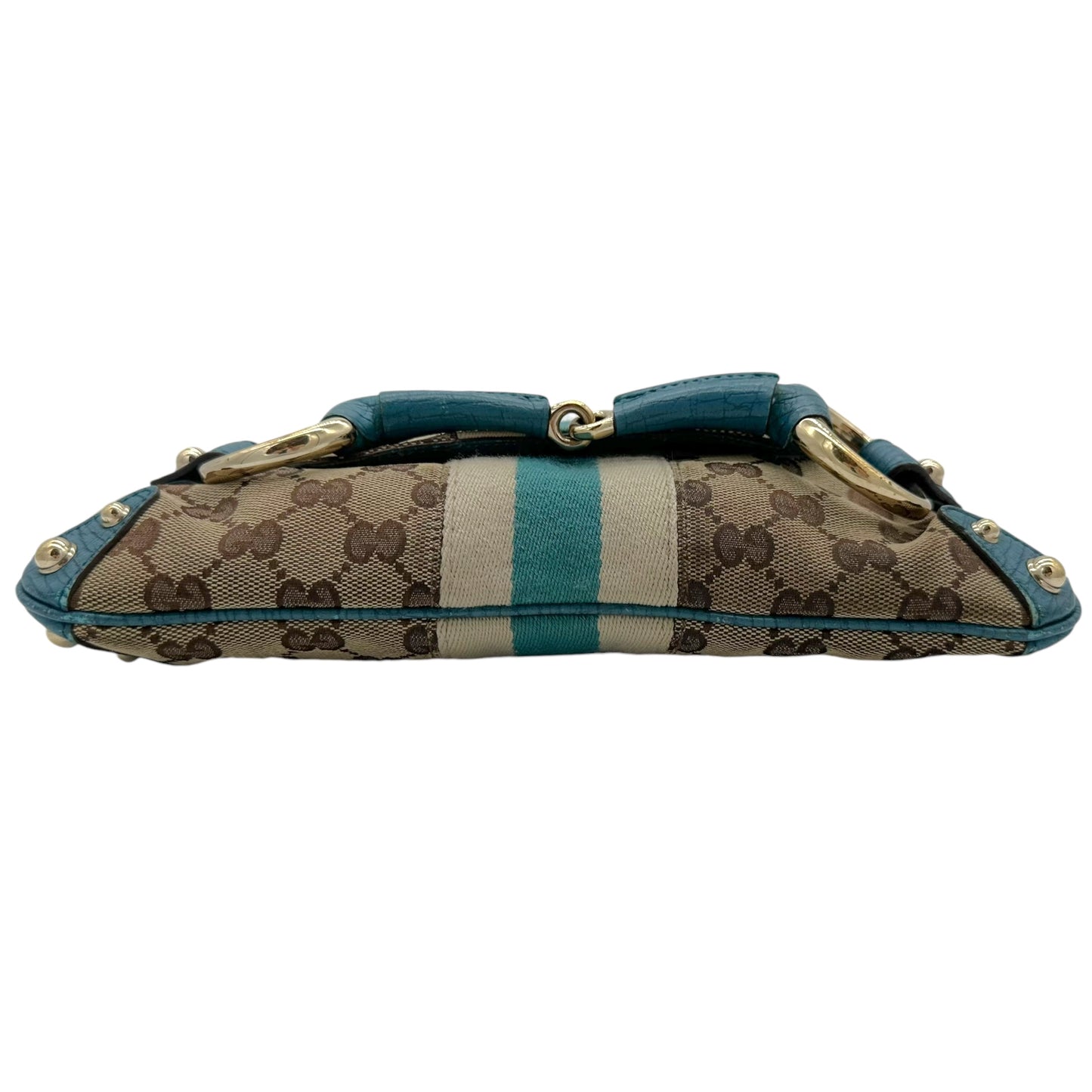 Gucci Blue Monogram Horsebit Clutch Bag - Outfit Repeater