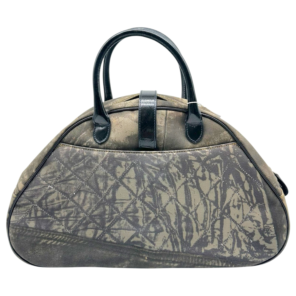 Christian Dior Denim Print Large Double Saddle Bowler Bag