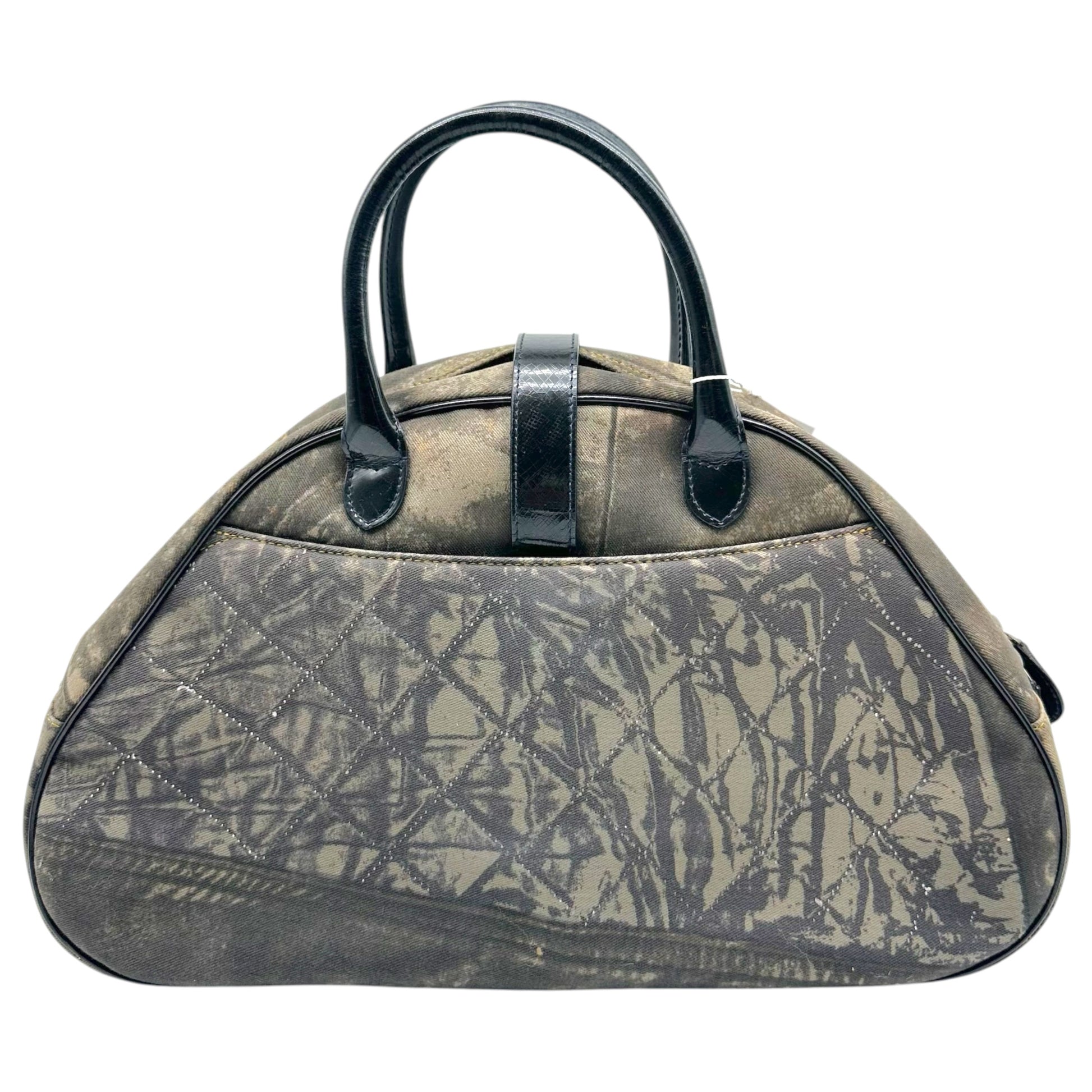Christian Dior Denim Print Large Double Saddle Bowler Bag