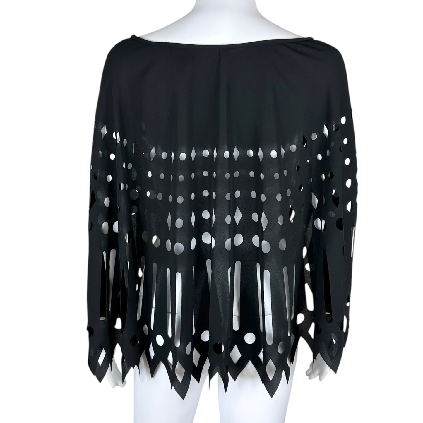 Gianfranco Ferre Black Cut-Out Poncho Top