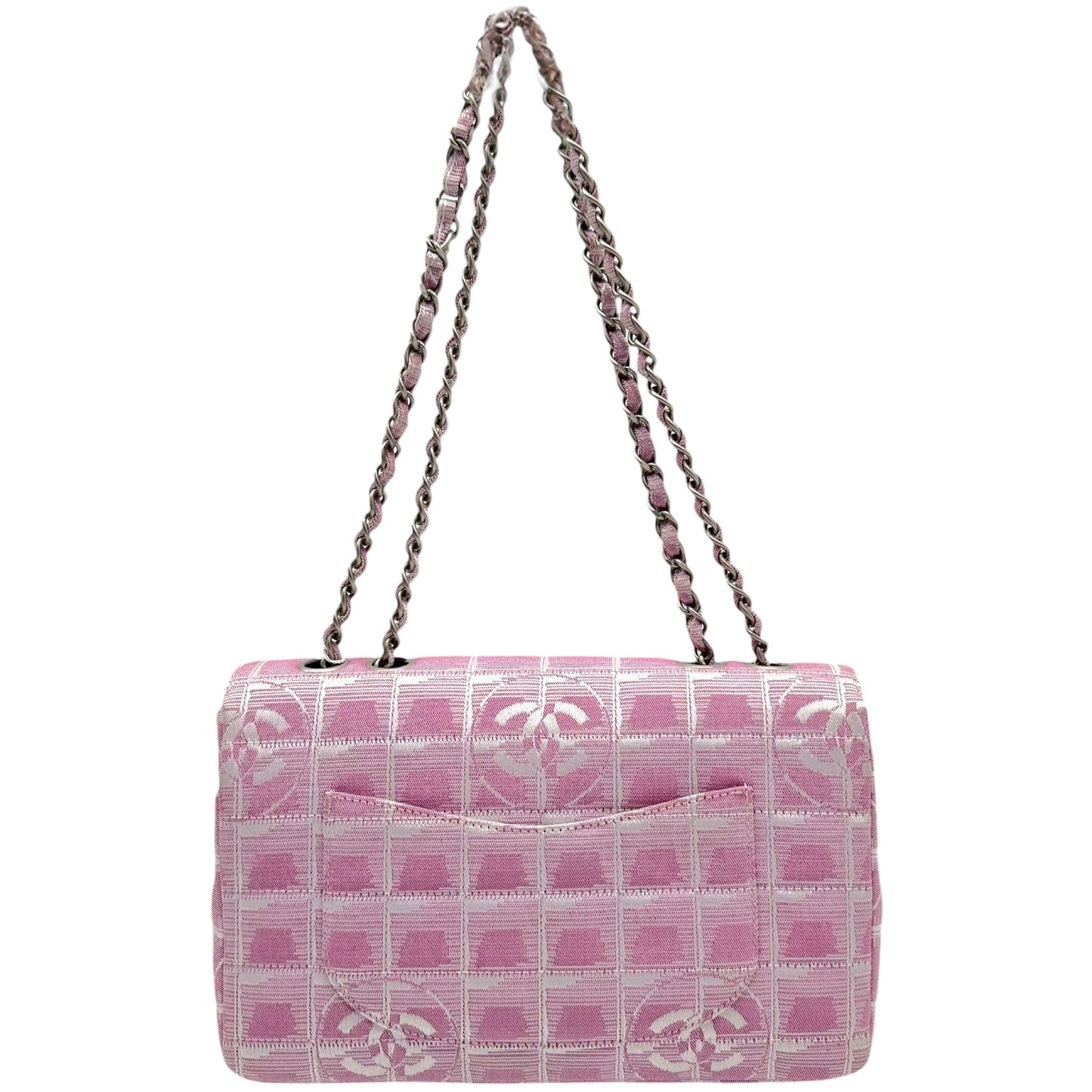 Chanel Pink Canvas & Leather Travel Line Medium Flap Bag 2000-02