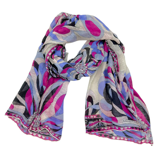 Emilio Pucci Purple Printed Linen Scarf