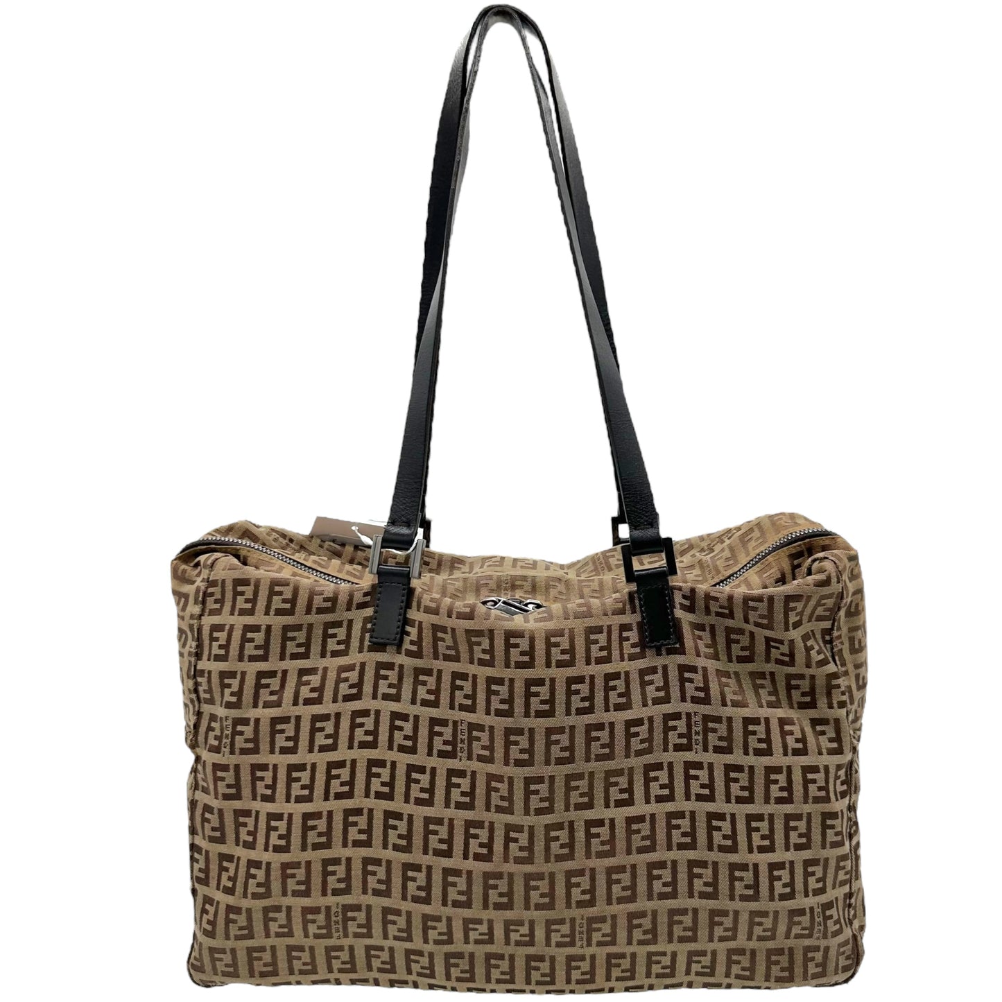 Fendi Tan Zucca Monogram Zippered Tote Bag - Outfit Repeater