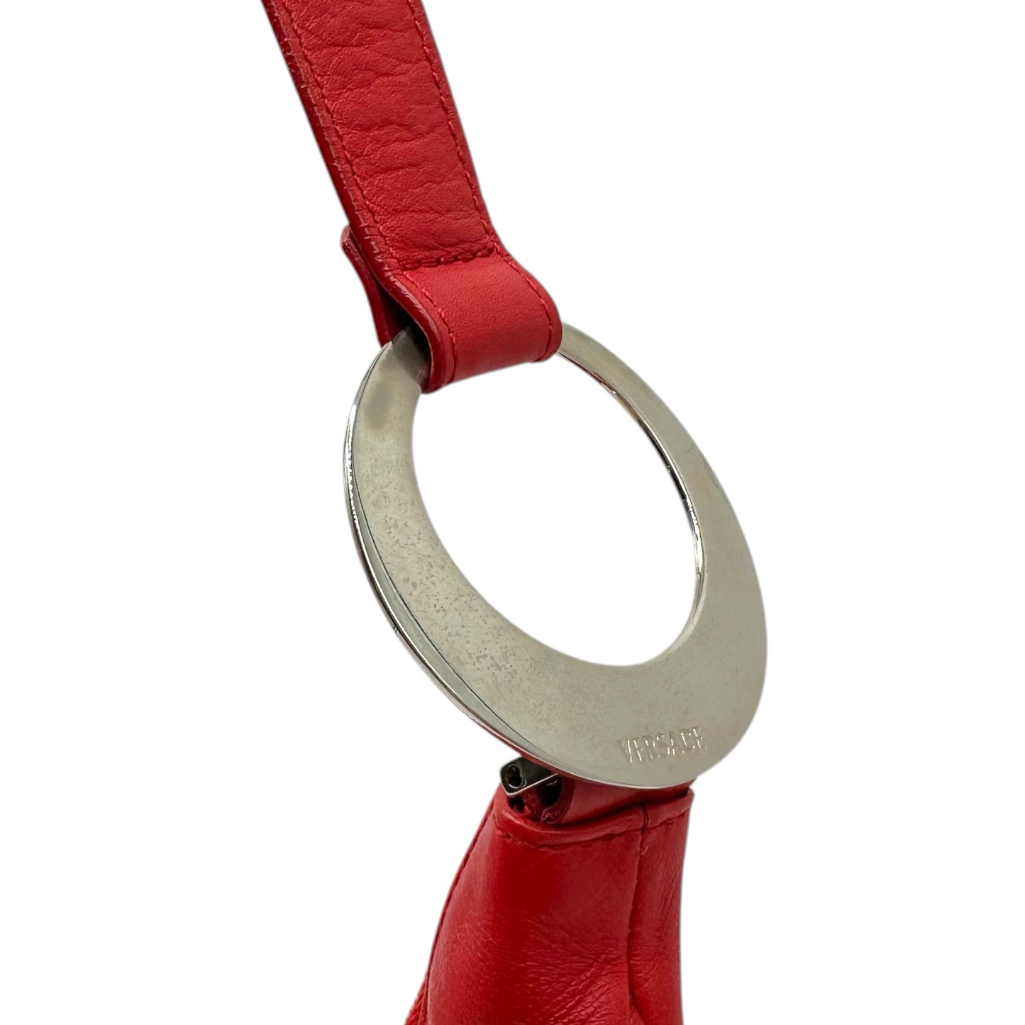 Gianna Versace Red Leather Lace-Up Hobo Bag