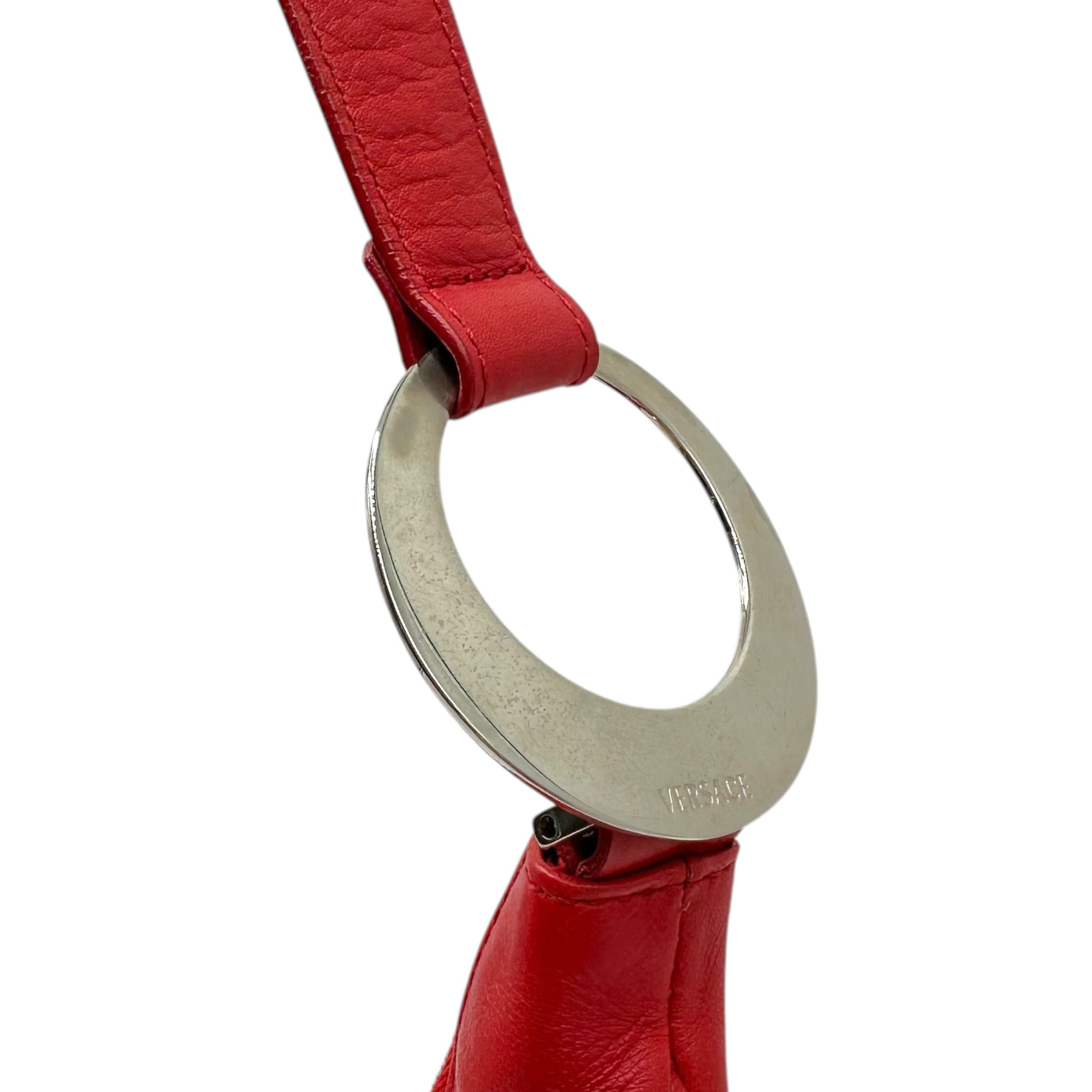 Gianna Versace Red Leather Lace-Up Hobo Bag
