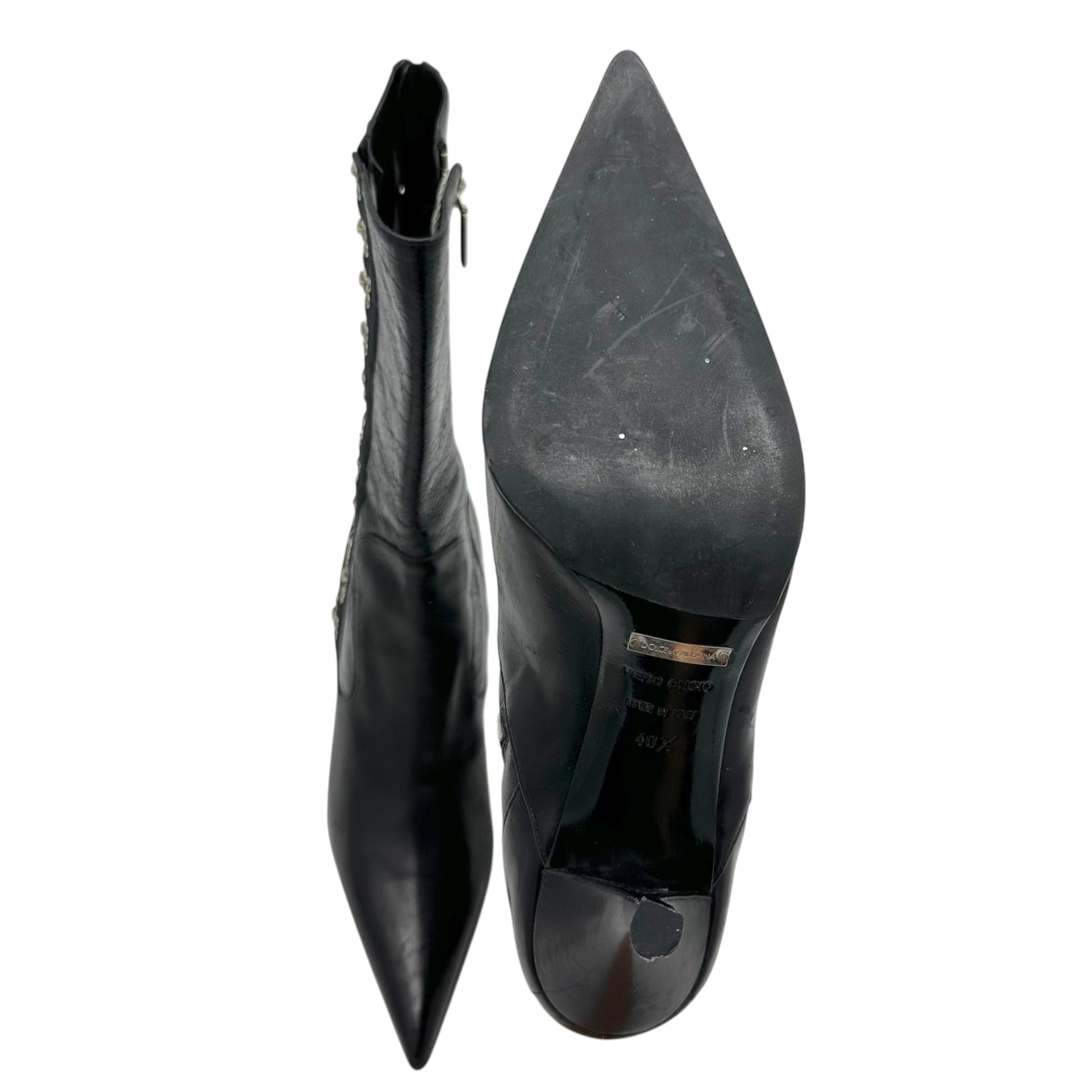 Dolce & Gabbana Black Leather Hook & Eye Boots - Outfit Repeater