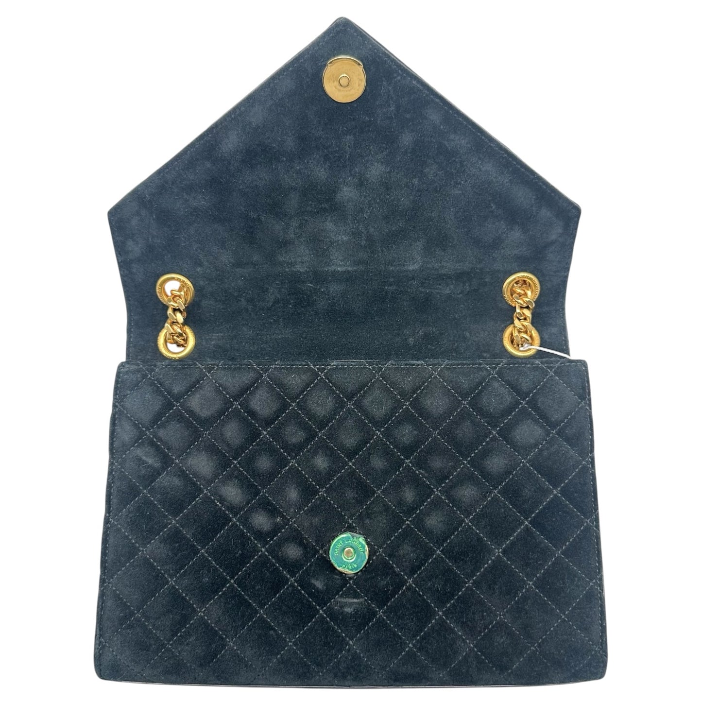 Saint Laurent Black Quilted Suede Shoulder Bag