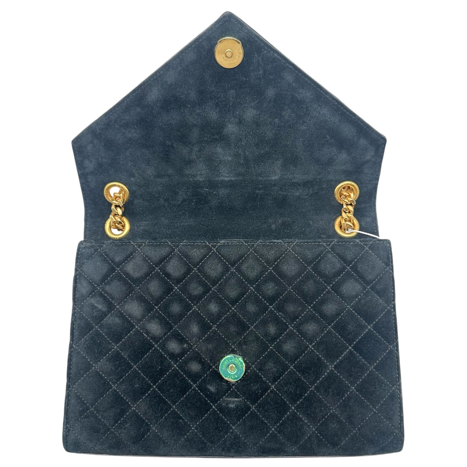 Saint Laurent Black Quilted Suede Shoulder Bag