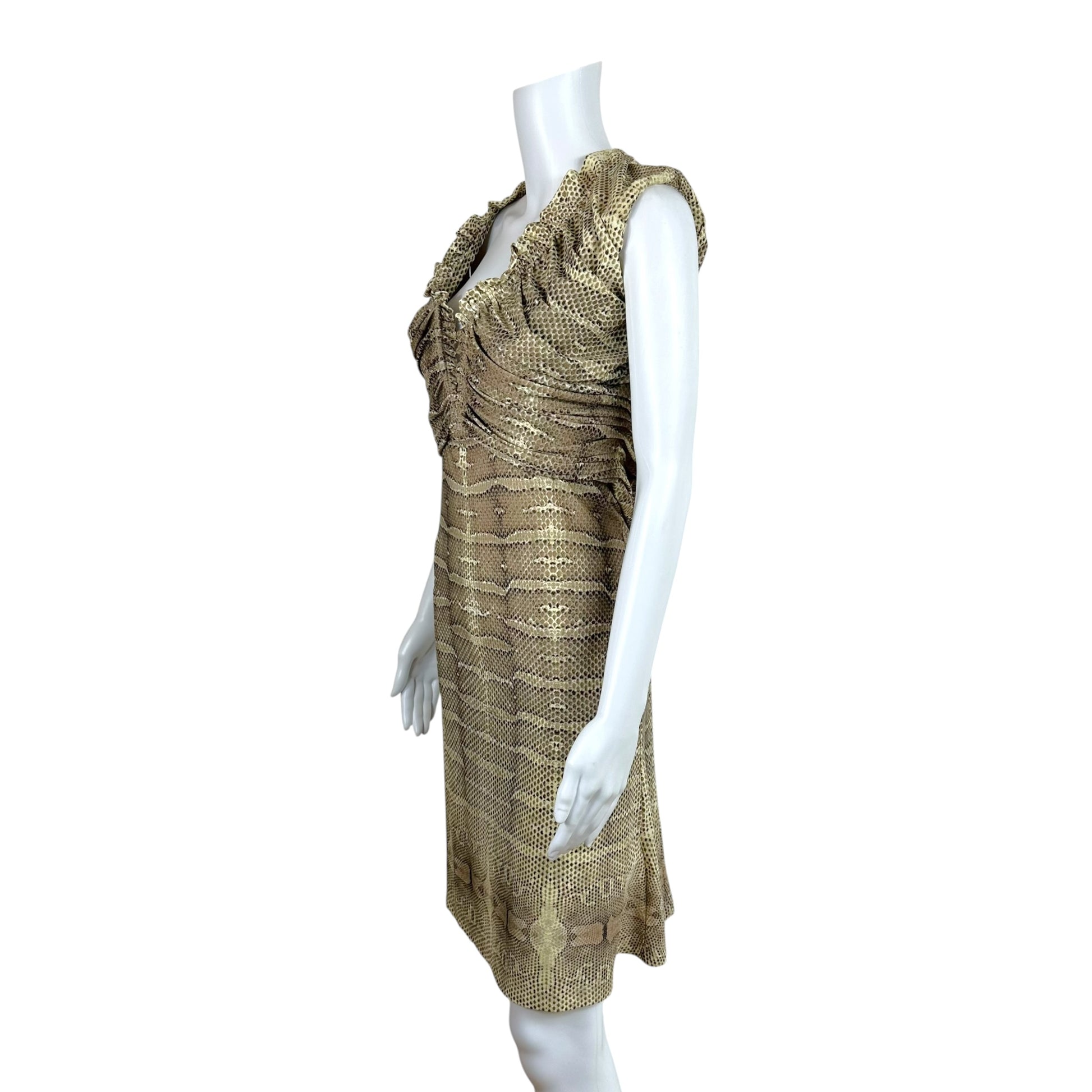 Roberto Cavalli Off-Shoulder Snakeskin Print Mini Dress