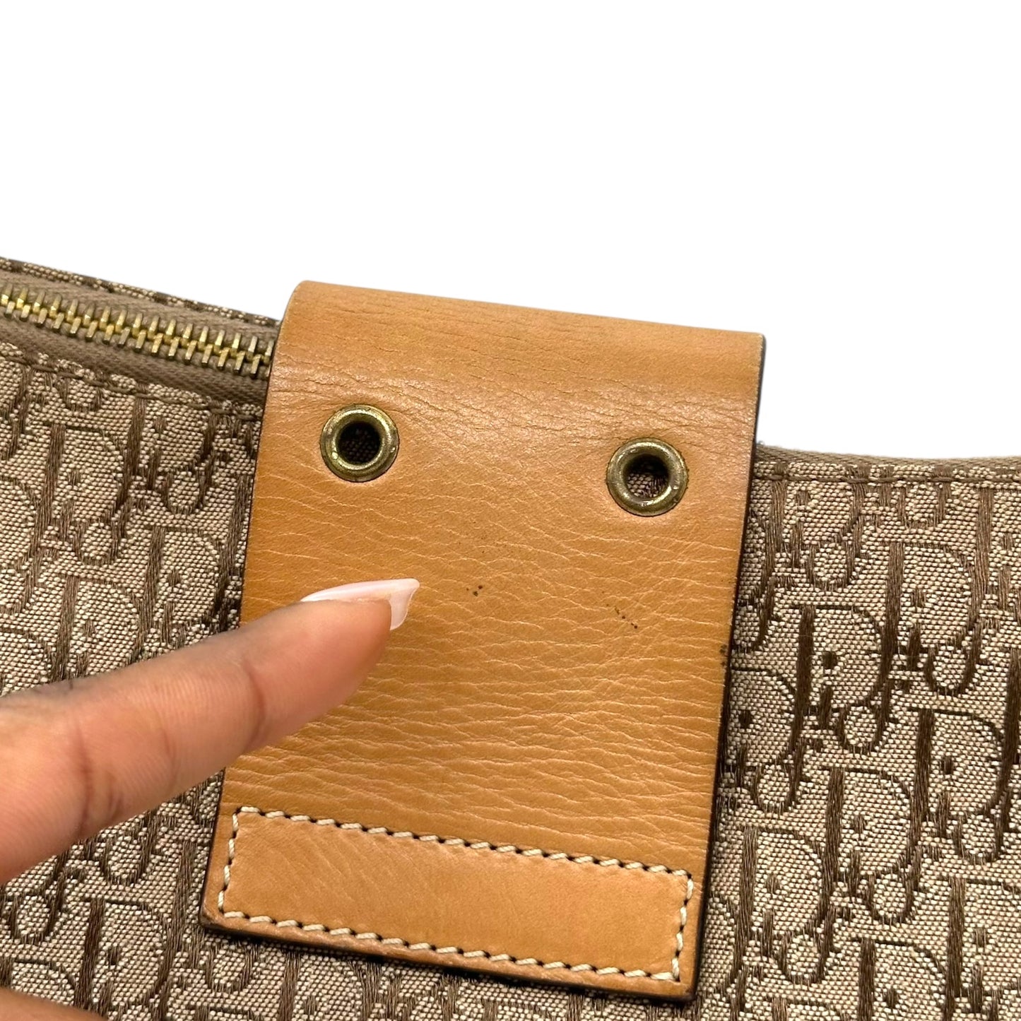 Christian Dior Beige Trotter Monogram Street Chic Oversized Crossbody Hobo Bag