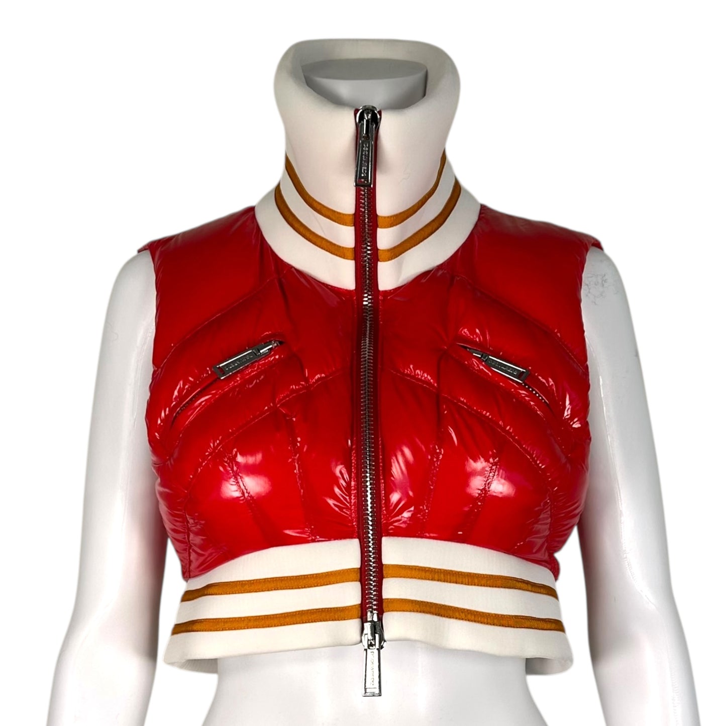 Dsquared2 F/W 2023 Runway Sample Red Cropped 'Fuckin' Freezing' Down Vest