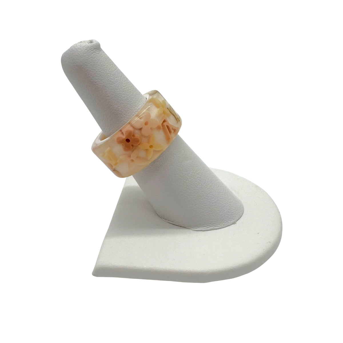Louis Vuitton Logo Inclusion Ring Ivory Gold Pink