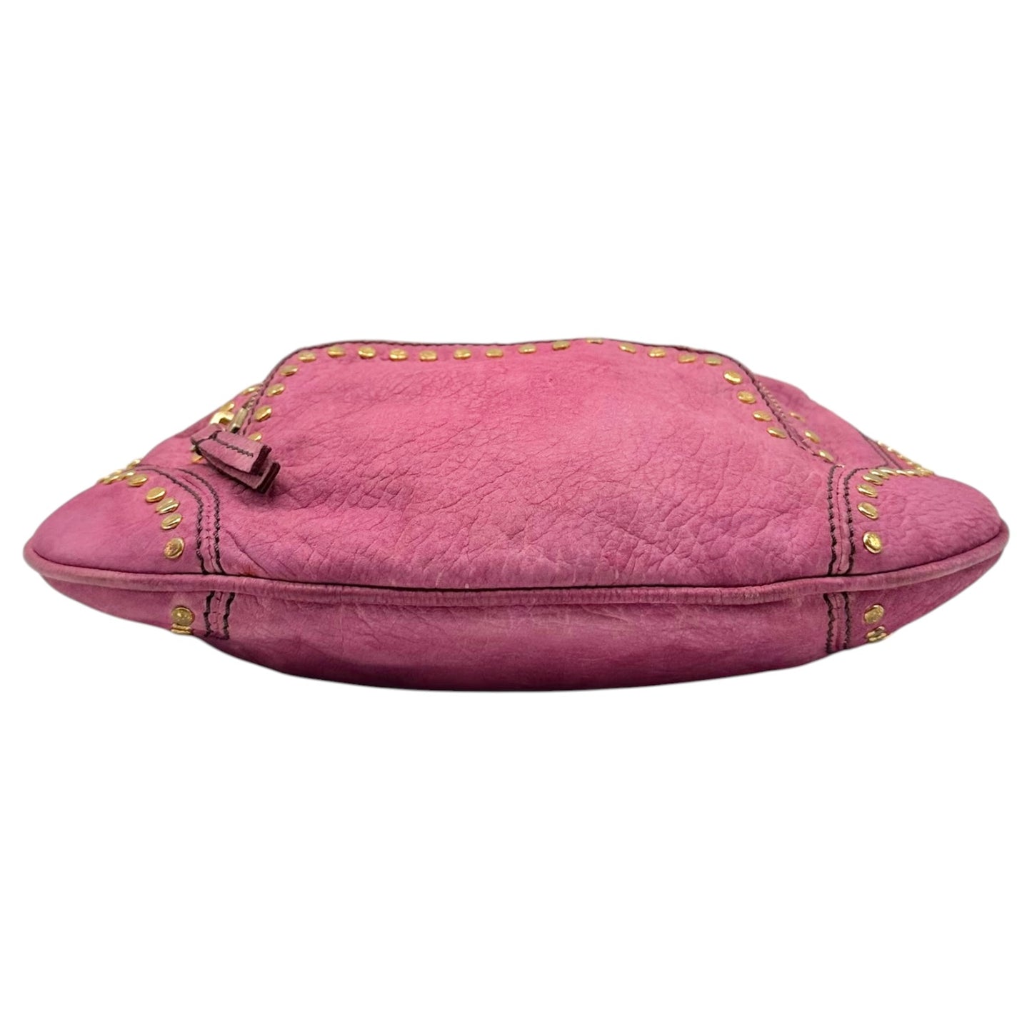 Fendi Mini Shoulder Bag Purple Suede Gold Studs