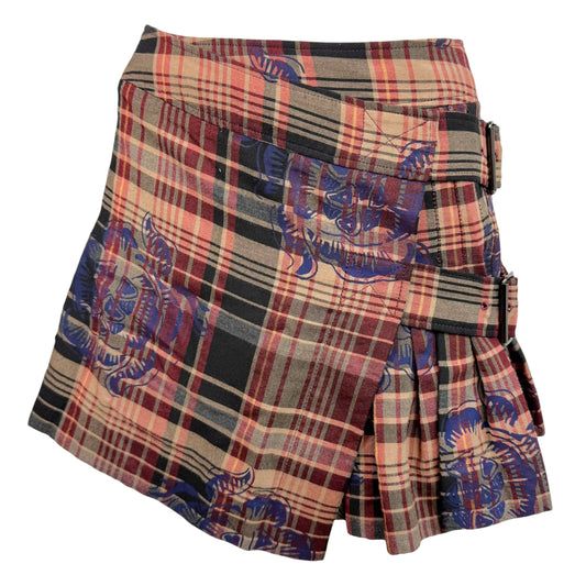 Vivienne Westwood Pleated Wrap Mini Skirt Multicolor Plaid