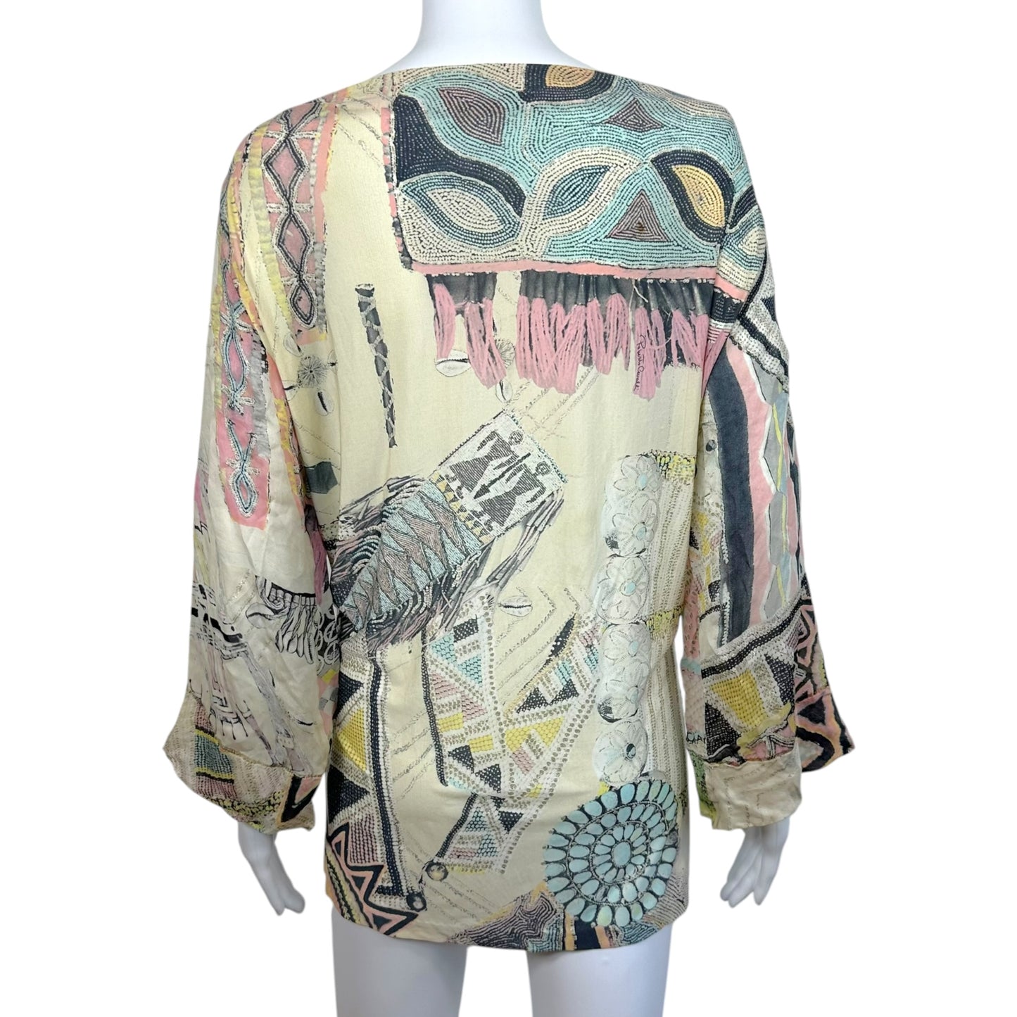 Roberto Cavalli S/S 2003 Metallic & Pastel Printed Silk Blouse