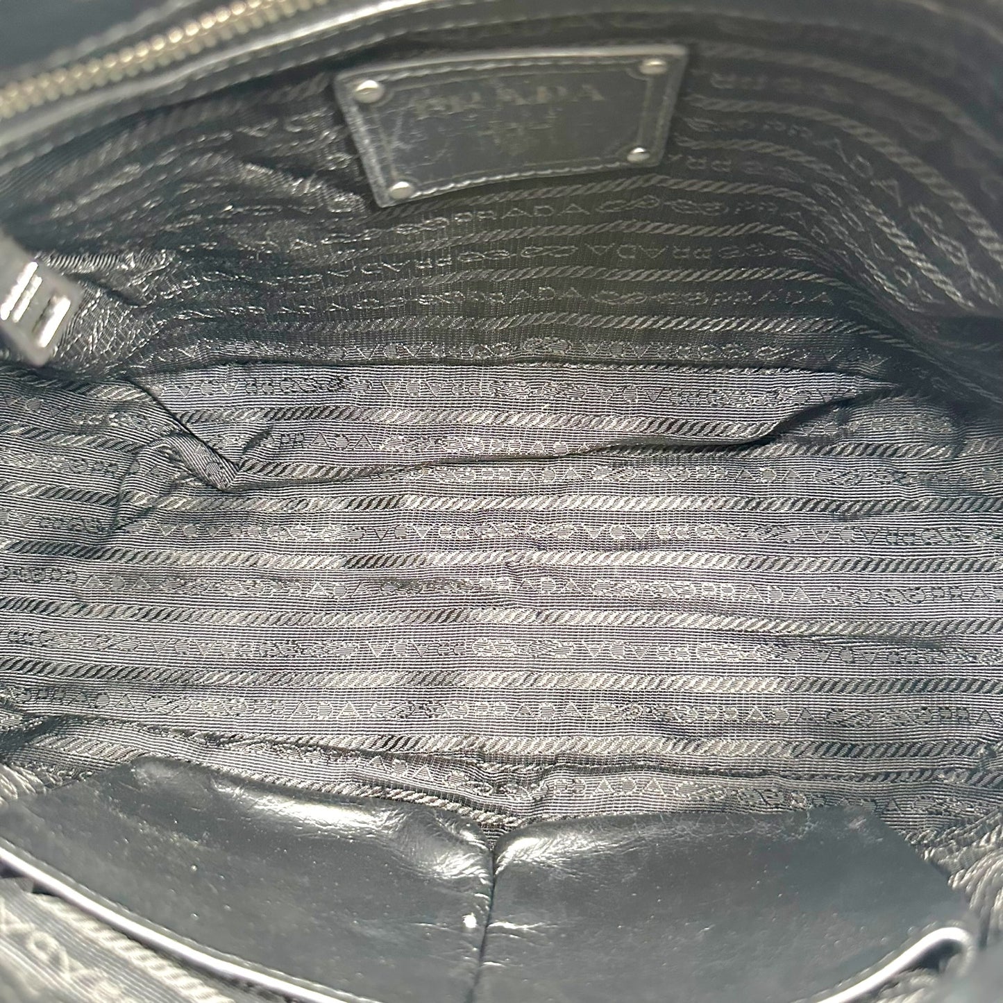 Prada Black Leather & Nylon Chain Strap Shoulder Bag