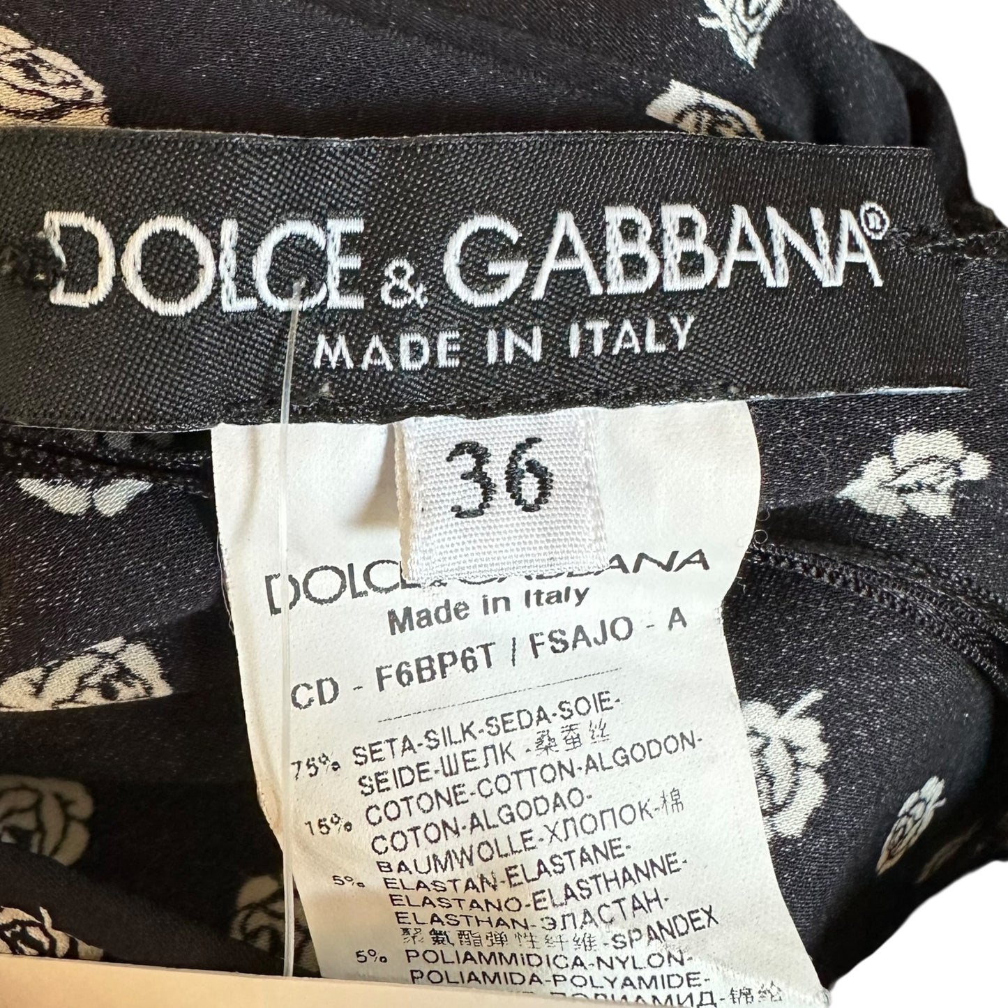 Dolce & Gabbana Black Silk Polka Dot Floral Mini Dress
