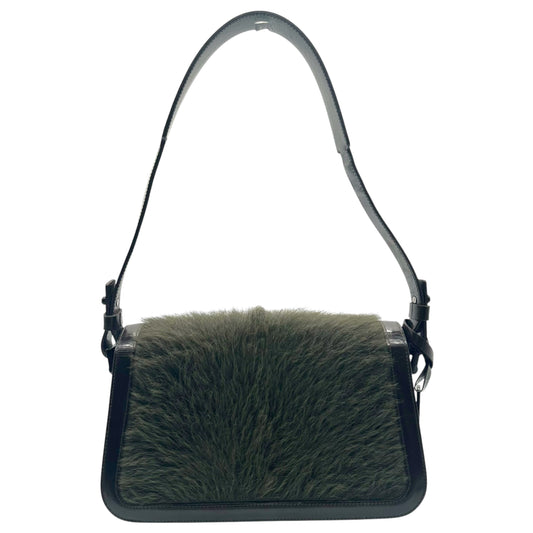 Celine Black Leather & Green Ponyhair Shoulder Bag