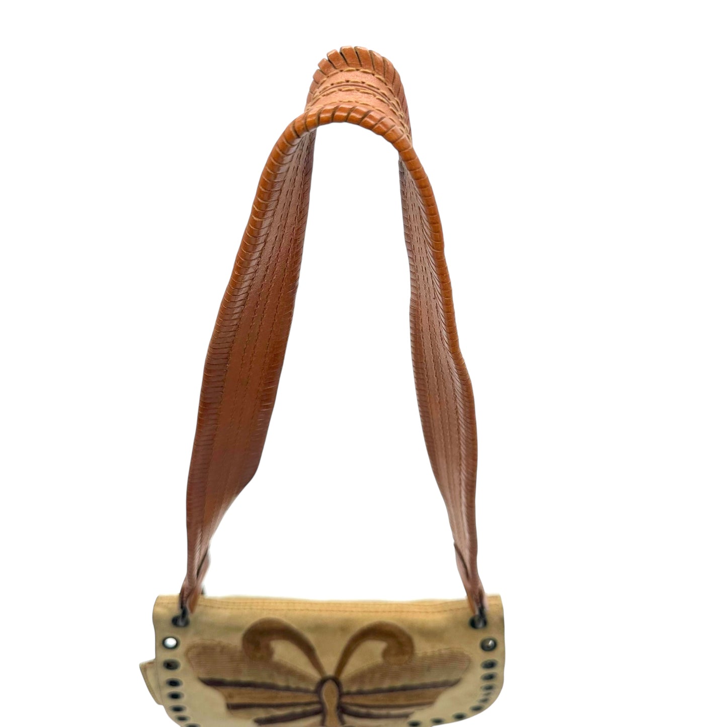 Dolce & Gabbana Beige Suede & Corduroy Butterfly Shoulder Bag