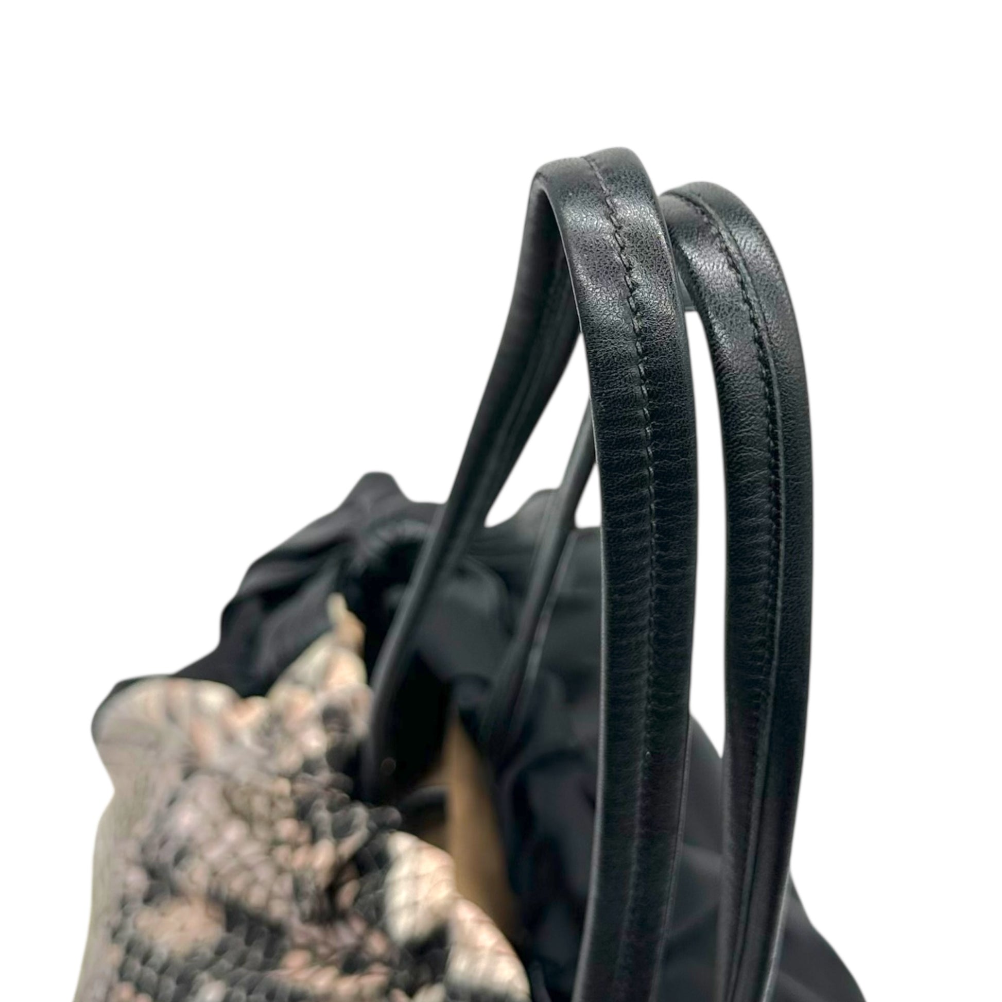 Prada Bucket Shoulder Bag Pink Black Nylon Python Print