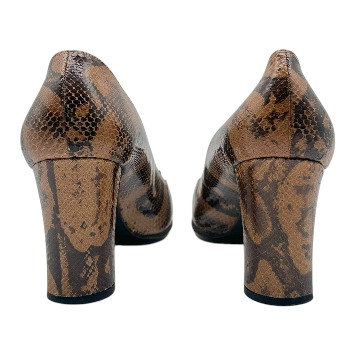 Fendi Brown Snakeskin FF Logo Toe Pumps