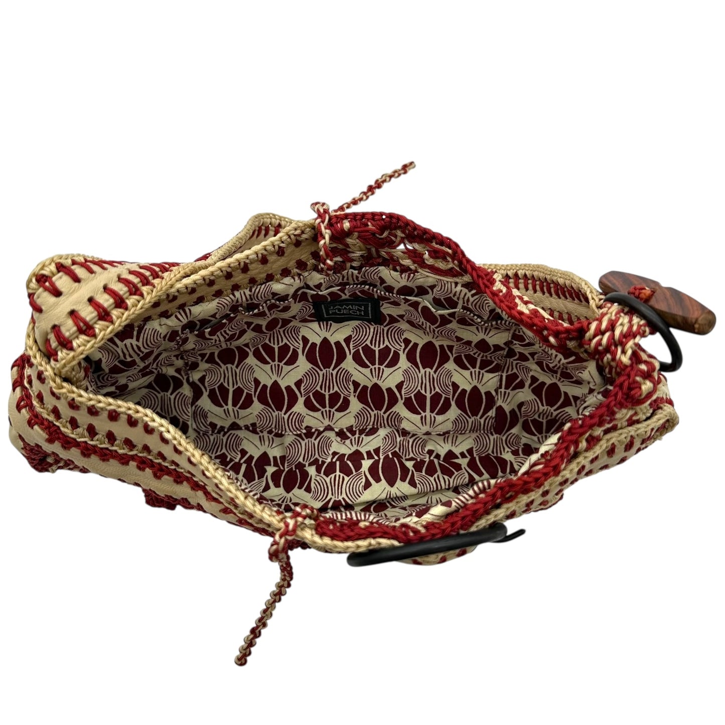 Jamin Puech Red & Ivory Crochet Mini Shoulder Bag