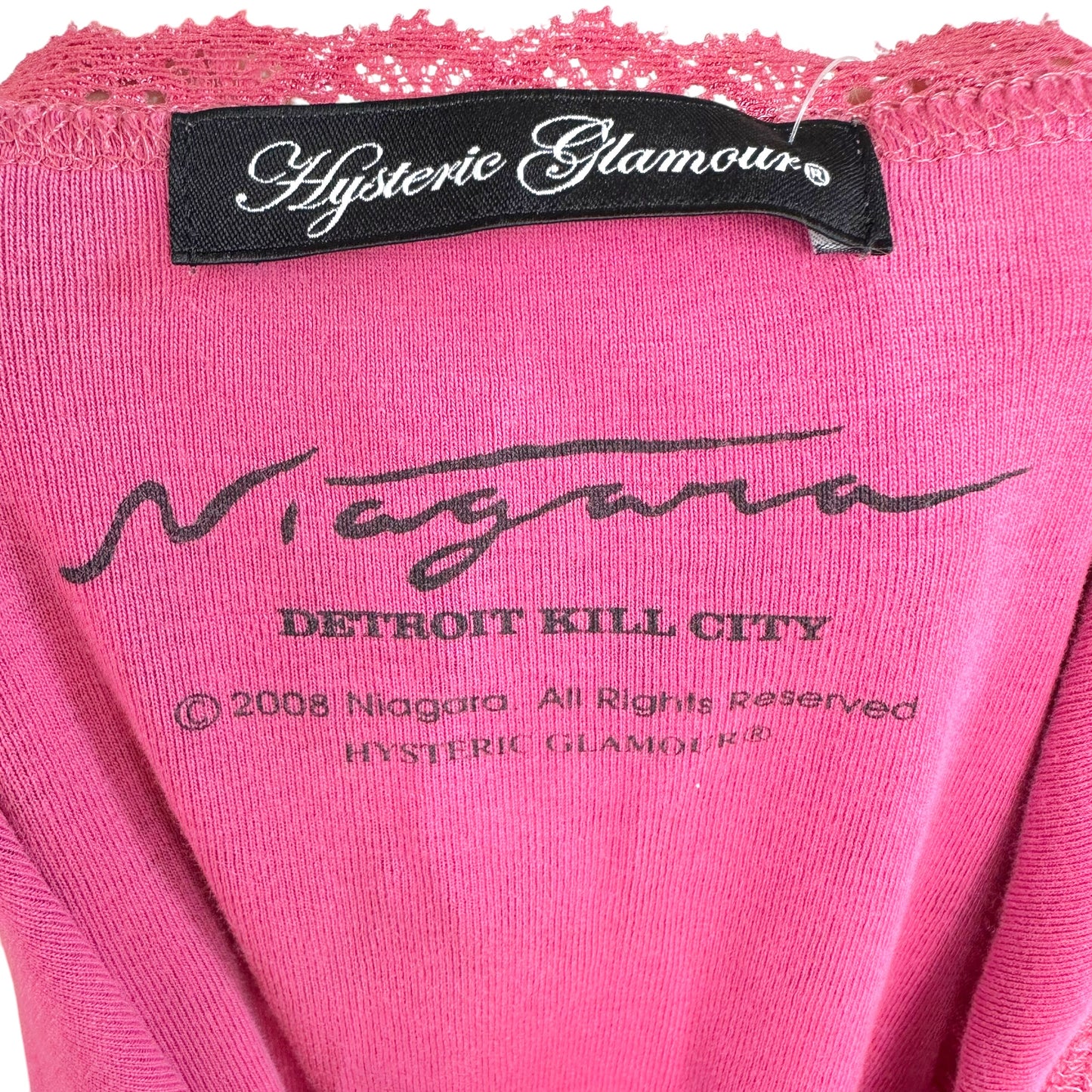 Hysteric Glamour Niagra 'Let There Be Dark'  Pink Lace Trim Graphic Cami