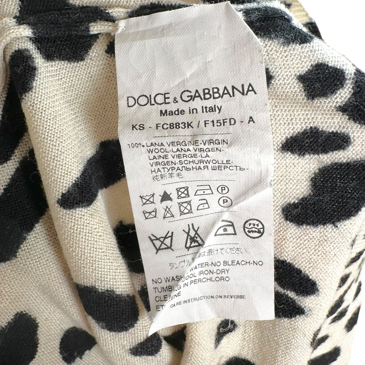 Dolce & Gabbana Cashmere Tank Black White Leopard Print