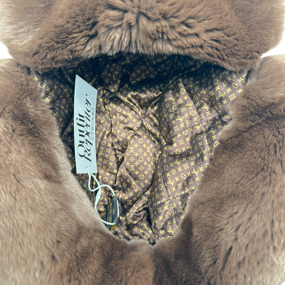 Louis Vuitton Trapper Hat Brown Monogram Silk Rabbit Fur
