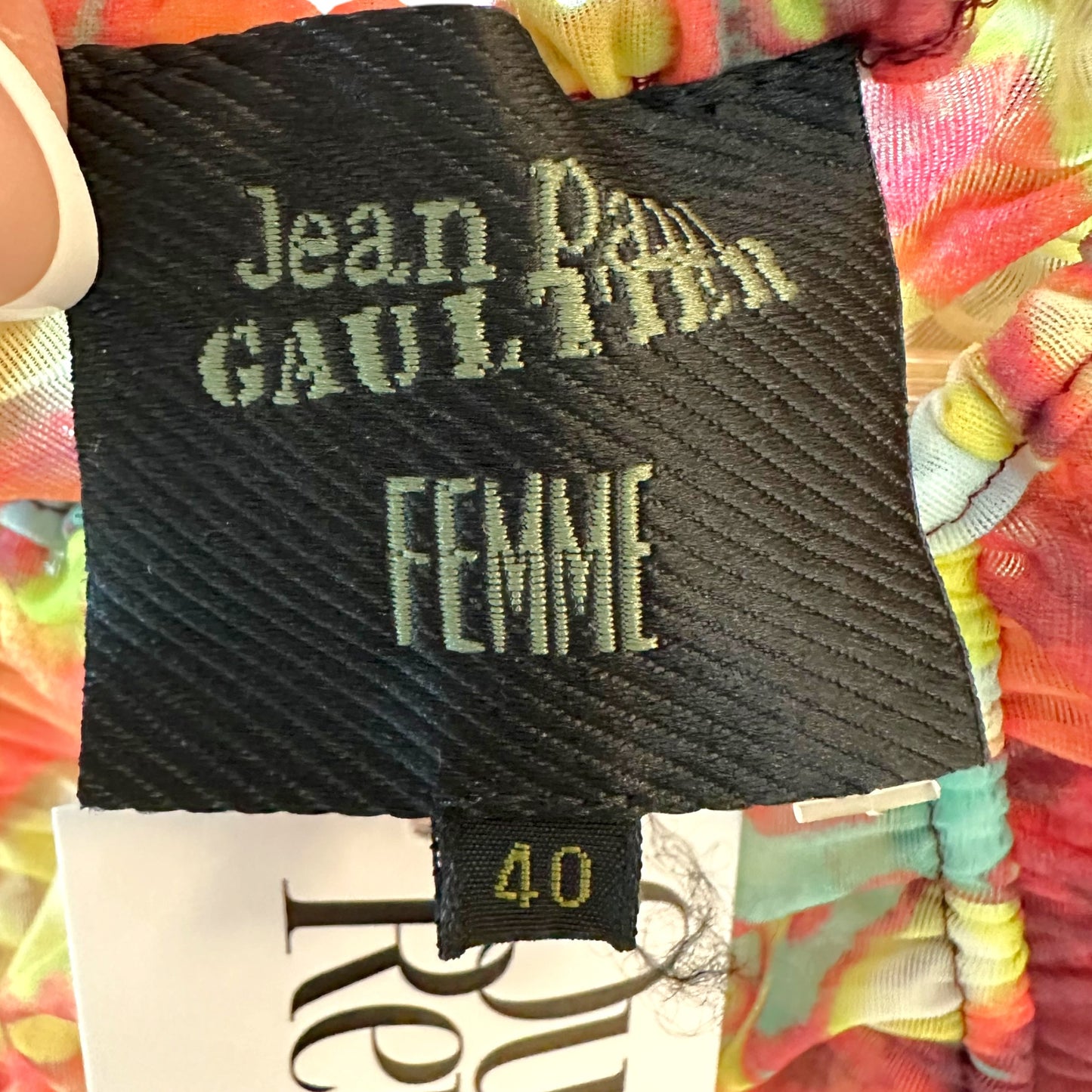 Jean Paul Gaultier Multicolor Psychedelic Face Print Mesh Maxi Dress