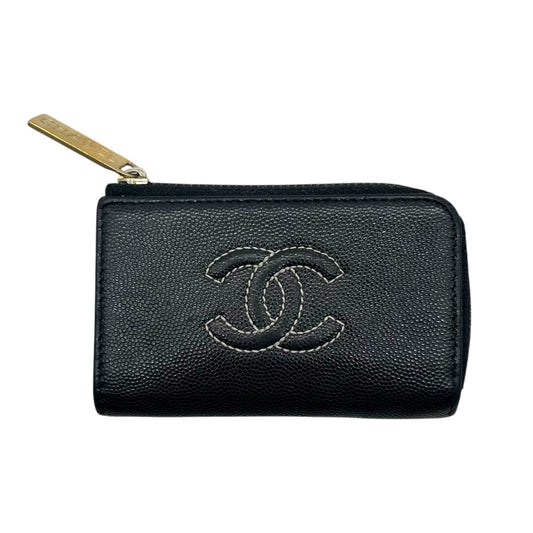 Chanel Black Caviar Contrast Stitch Key Pouch - Outfit Repeater