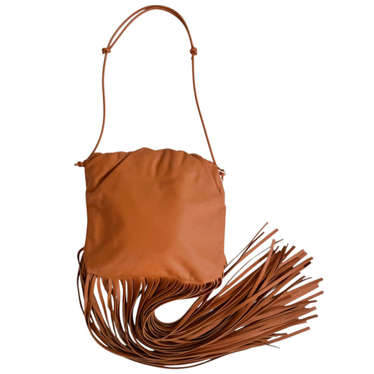 Bottega Veneta Cognac Brown Fringe Pouch Shoulder Clutch Bag