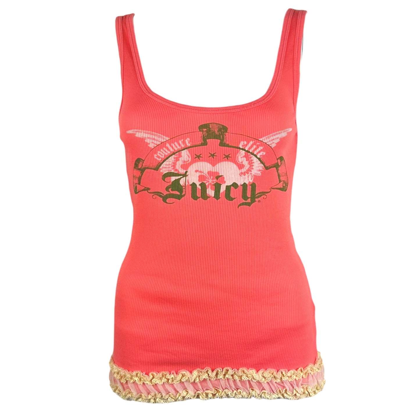 Juicy Couture Hot Pink Lace Trim Logo Tank