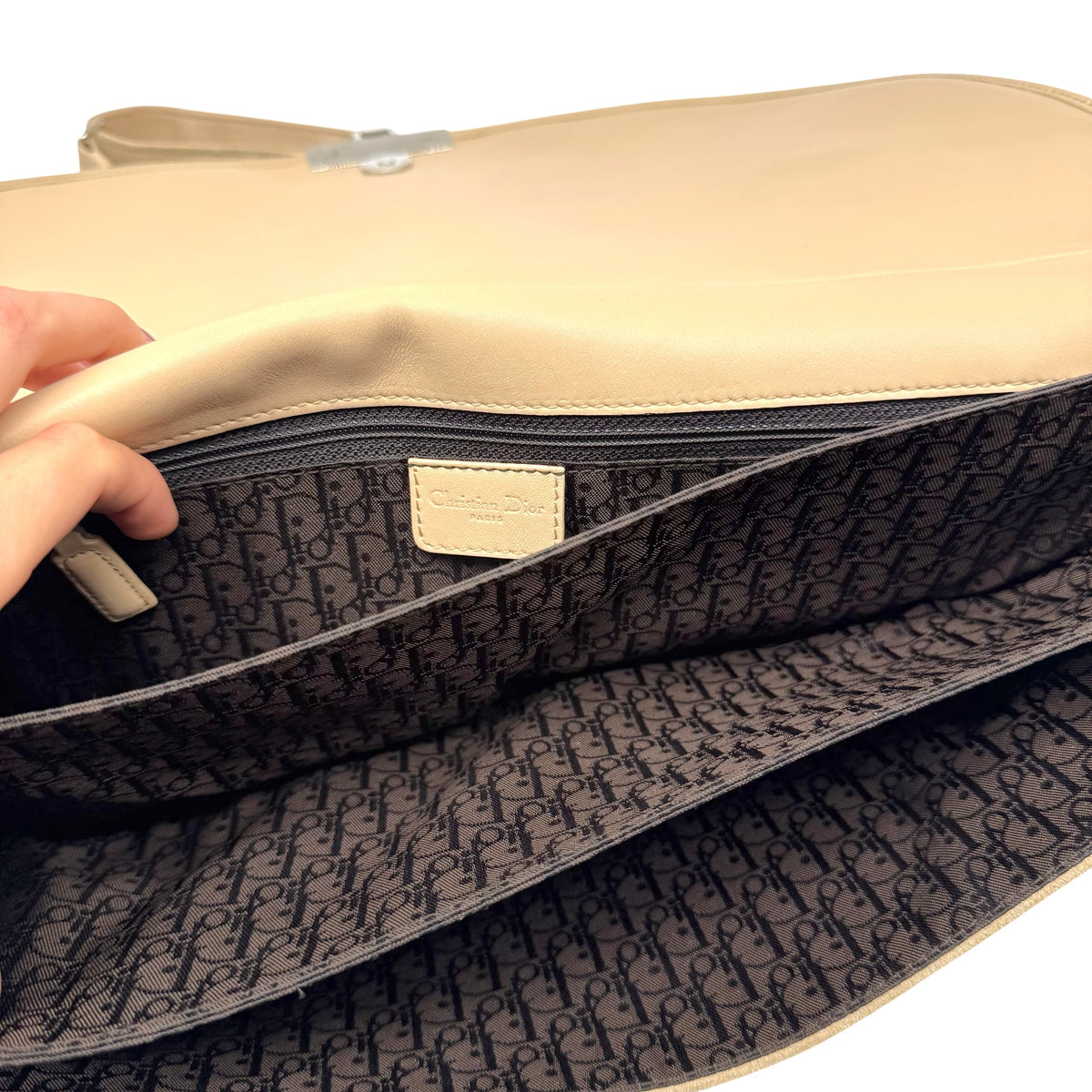 Christian Dior Tan Suede Lace-Up Satchel Bag