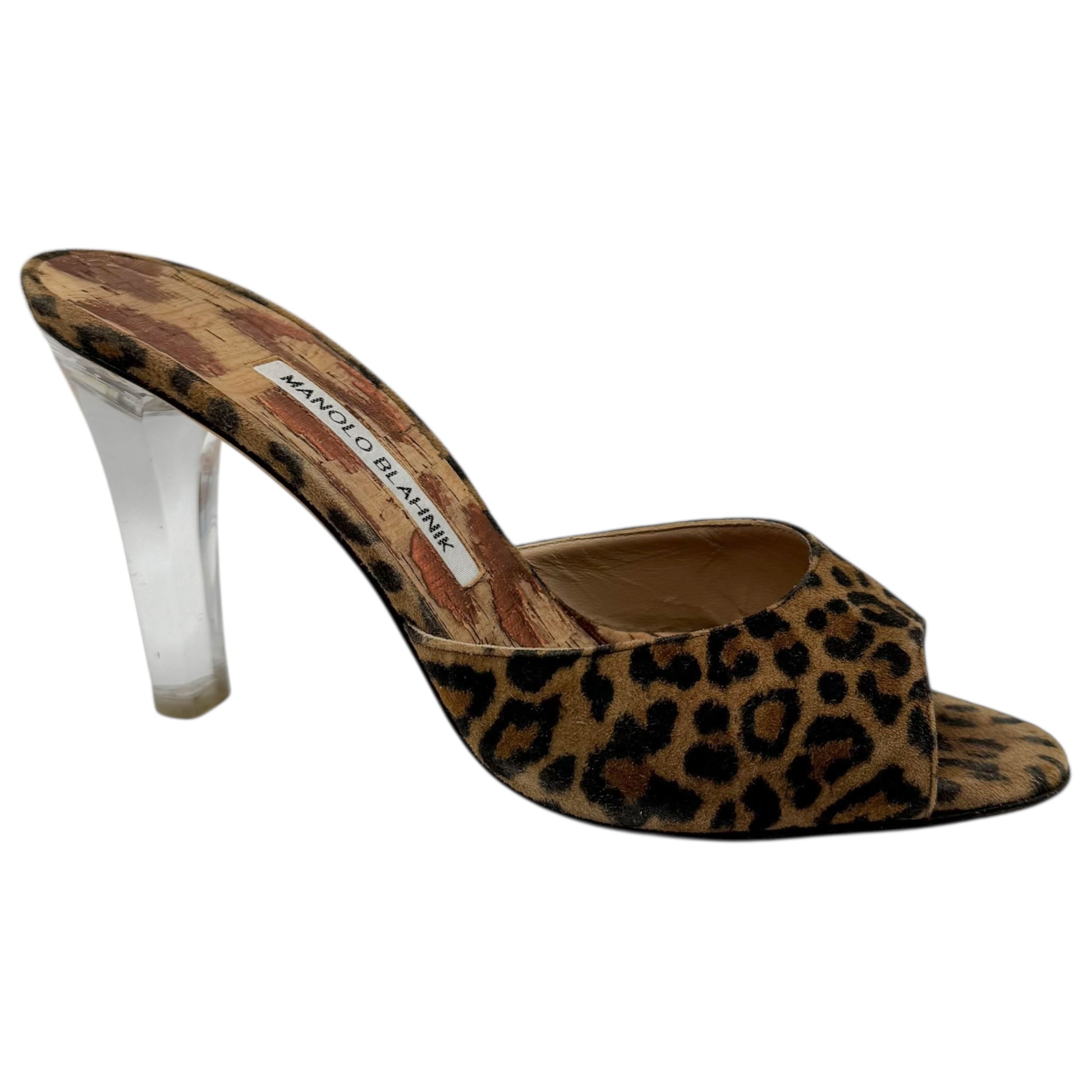 Manolo Blahnik Leopard Print Lucite Heeled Mules - Outfit Repeater