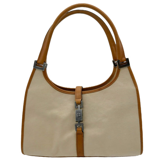 Gucci Ivory Canvas & Tan Leather Mini Jackie Bag