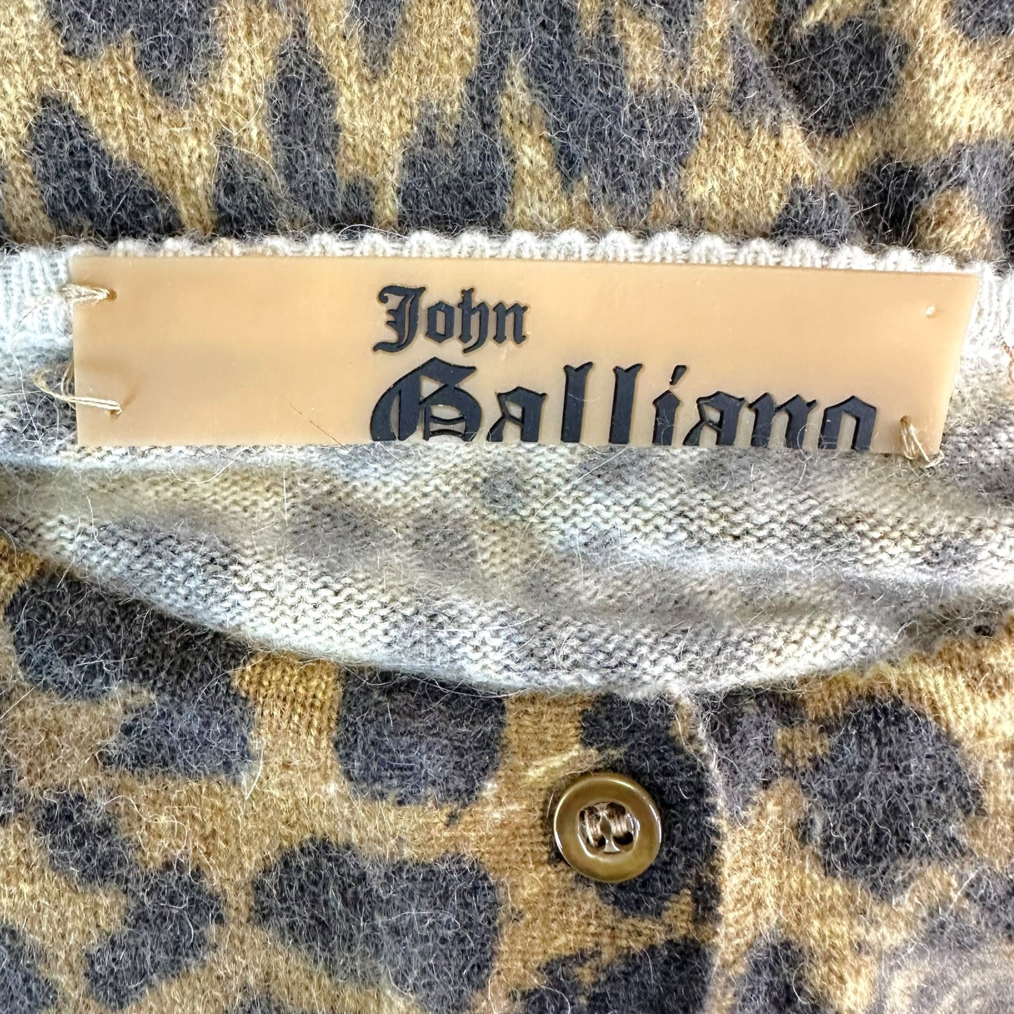 John Galliano Angora Leopard Print Knit Cardigan
