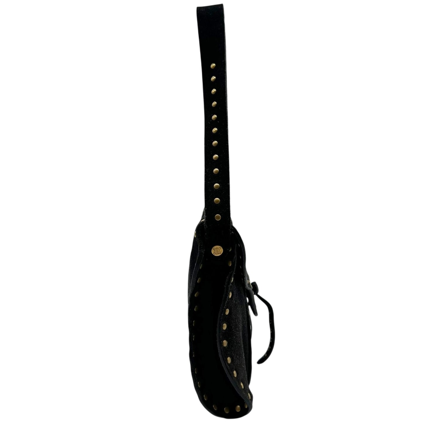 Celine Black Suede & Gold Studded Poulbot Bag