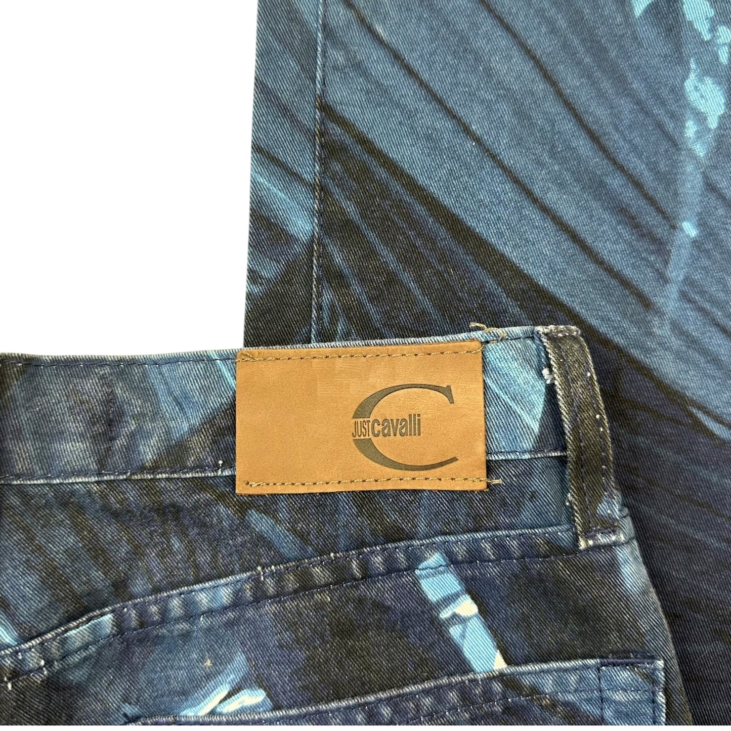 Just Cavalli Roberto Cavalli Blue Palm Print Jeans