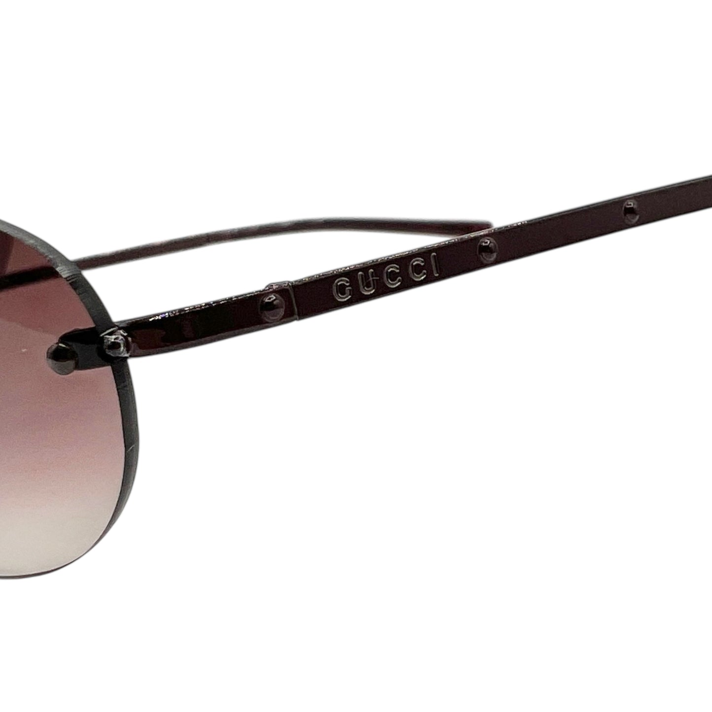 Gucci Burgundy Rimless Oval Gradient Sunglasses GG1757