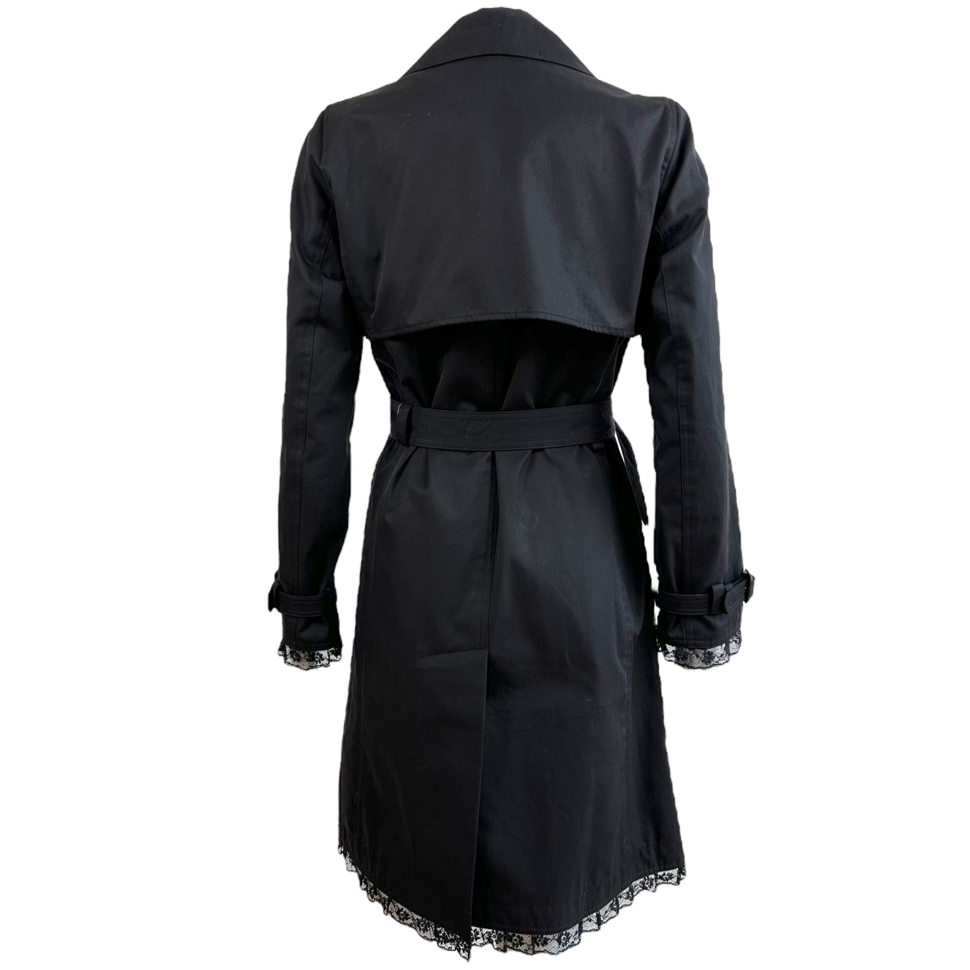 Dolce & Gabbana Black Lace Trim Trench Coat - Outfit Repeater
