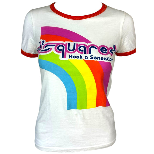 Dsquared2 Rainbow Logo Ringer T-Shirt