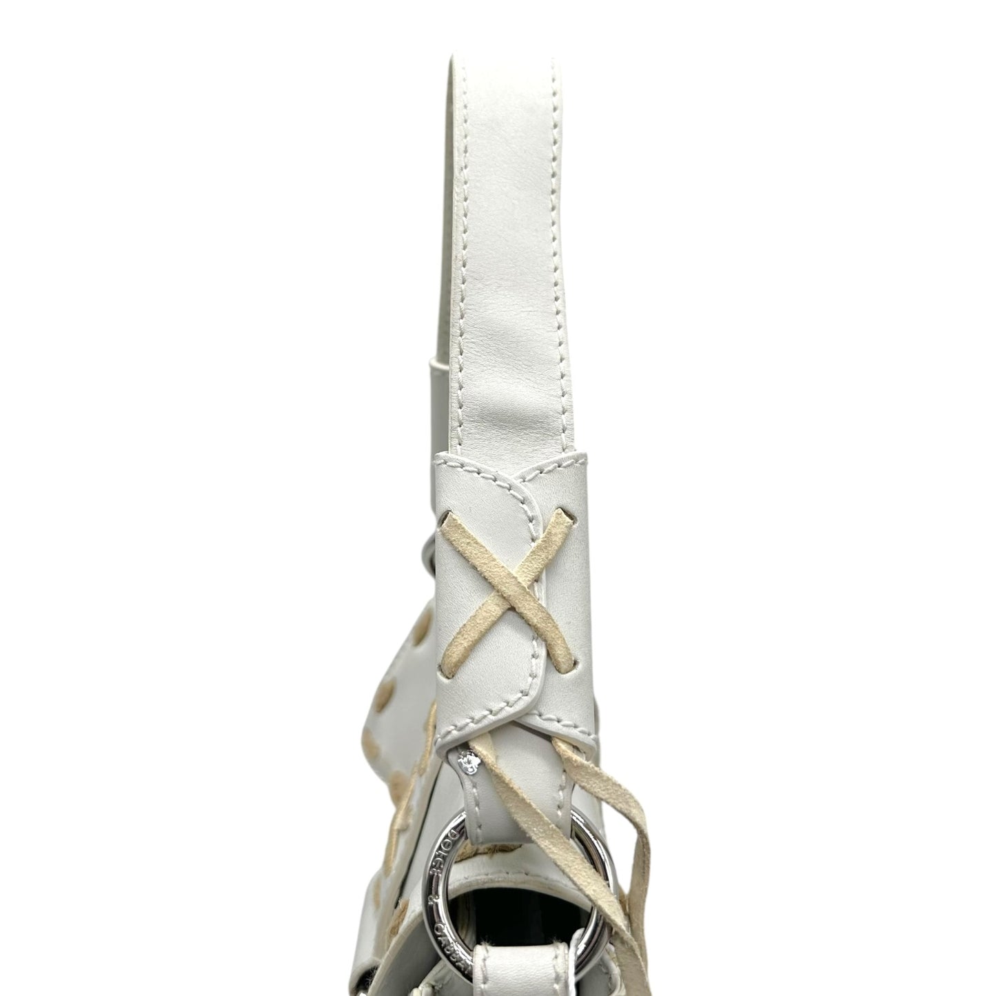 Dolce & Gabbana White Leather Fringe Trim Shoulder Bag