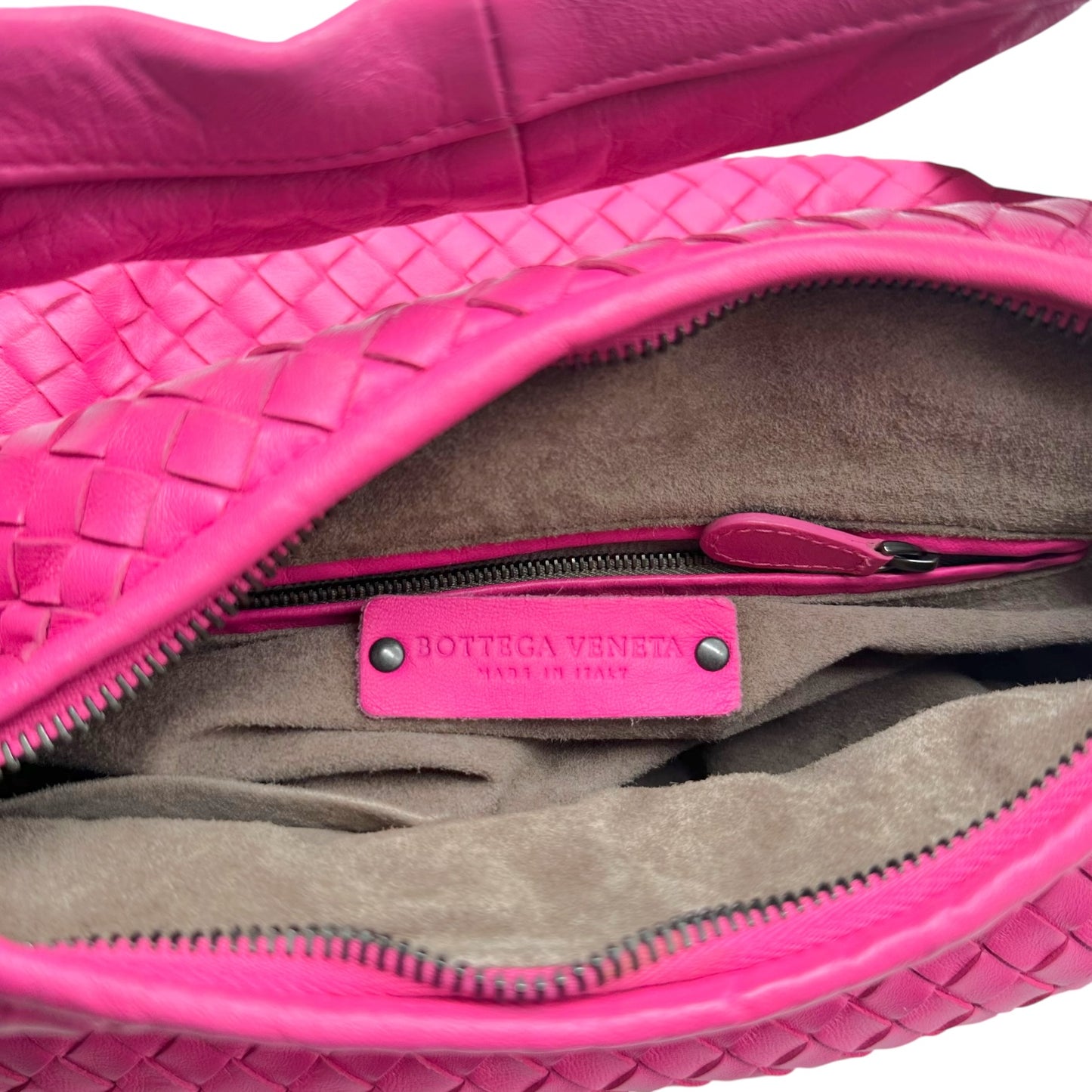 Bottega Veneta Hobo Bag Bright Pink Intrecciato Leather