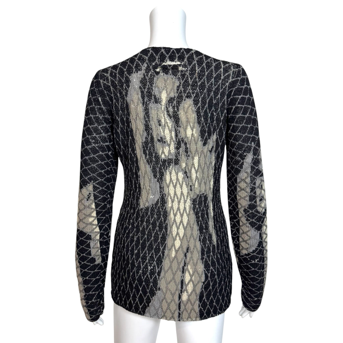 Jean Paul Gaultier Black & Gray Figures Knit Zip-Up Cardigan