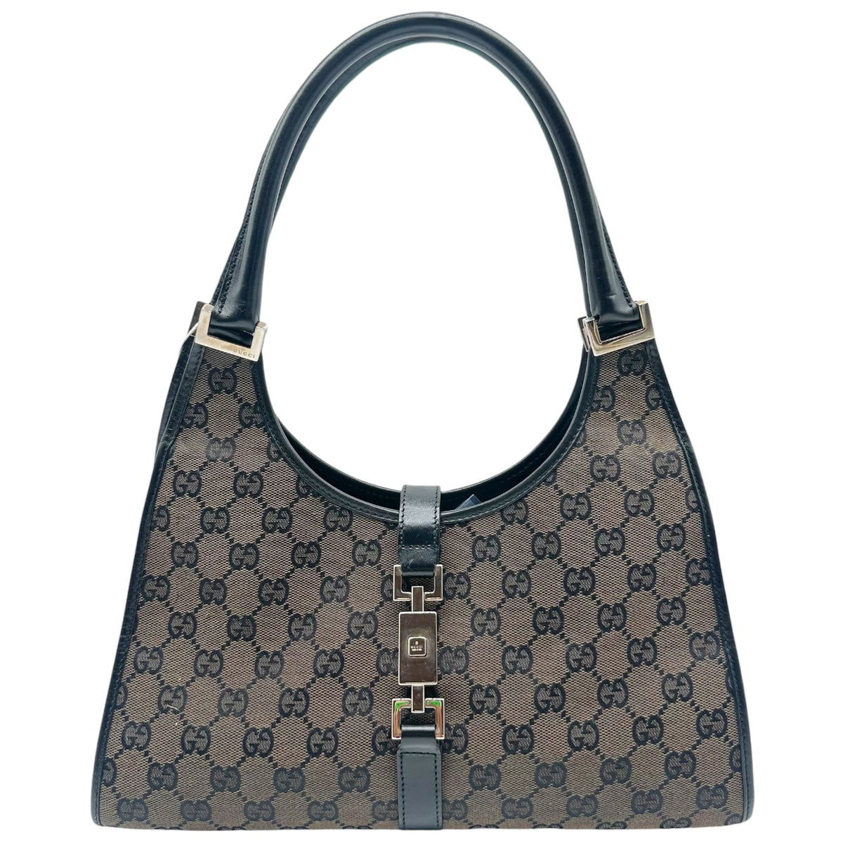 Gucci Jackie Shoulder Bag Brown Black Monogram Canvas