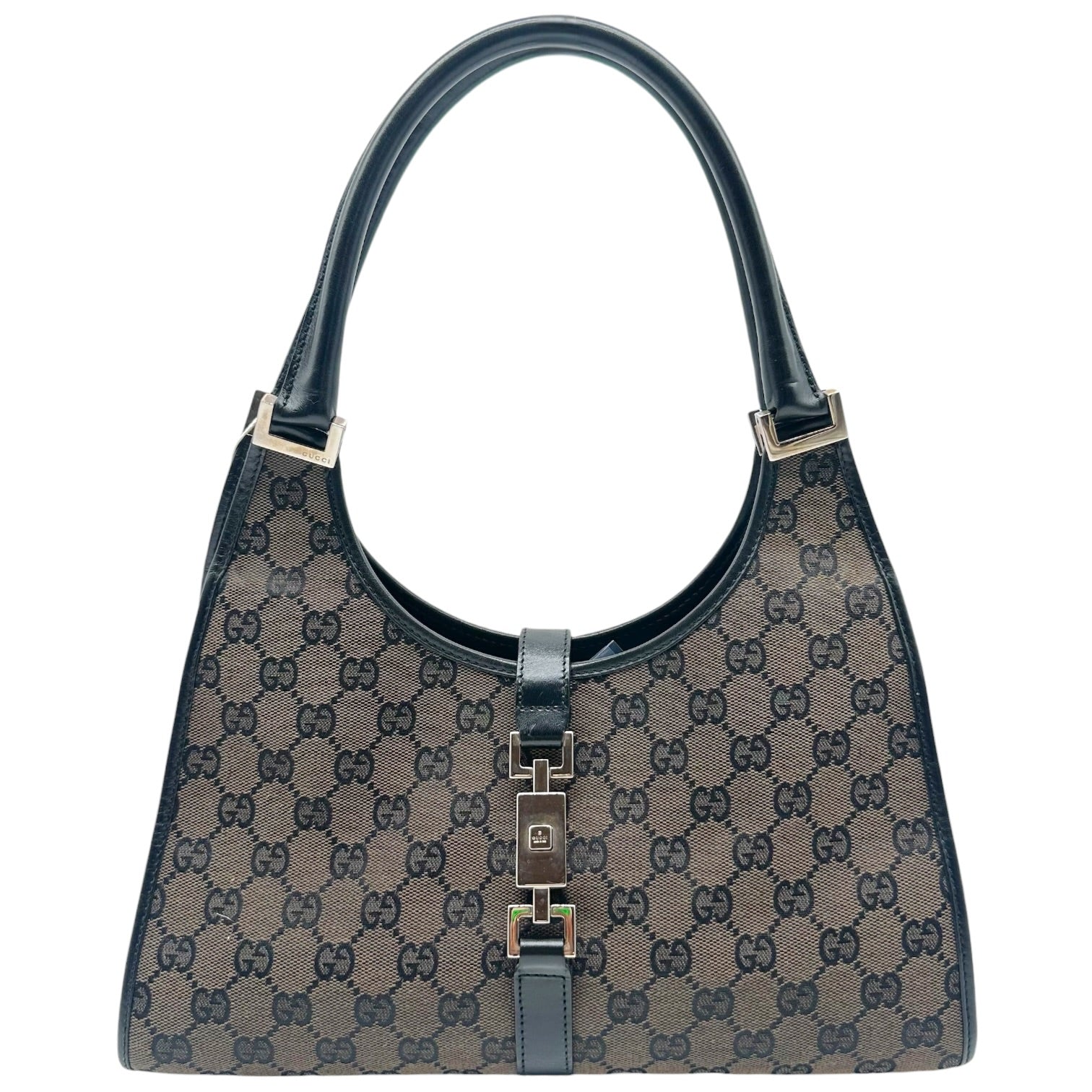 Gucci Jackie Shoulder Bag Brown Black Monogram Canvas