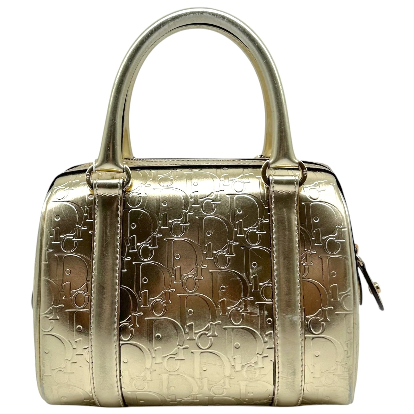 Christian Dior Gold Metallic Trotter Monogram Small Handbag
