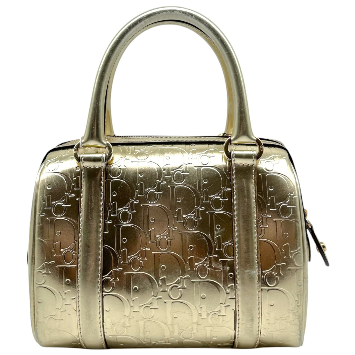 Christian Dior Gold Metallic Trotter Monogram Small Handbag