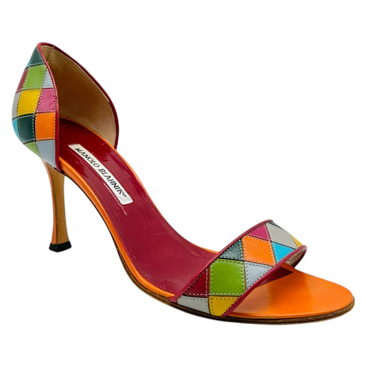 Manolo Blahnik Multicolor Patchwork Leather D'Orsay Heels